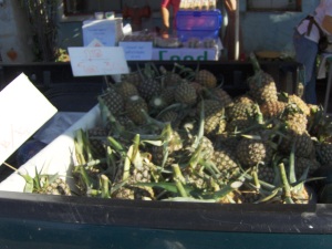 Yep, that's an actual truckload of pineapples!