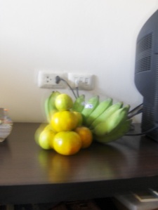 Blurry market fruit stack...